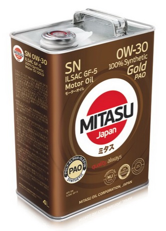   MITASU GOLD PAO SN 0W-30 ILSAC GF-5 100% Synthetic 