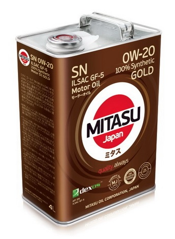 Масло моторное MITASU GOLD SN 0W-20 ILSAC GF-5 100% Synthetic 