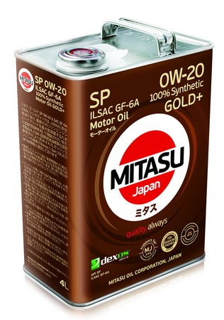 Масло моторное MITASU GOLD Plus SP 0W-20 ILSAC GF-6A 100% Synthetic 